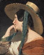 Friedrich von Amerling Maiden with a Straw Hat oil on canvas